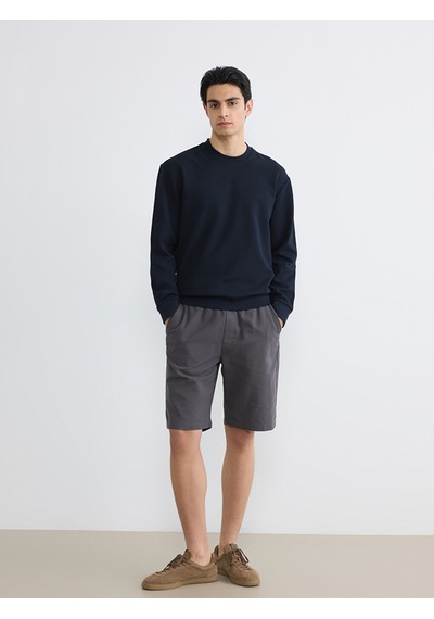 Lcw Vision Lacivert Bisiklet Yaka Erkek Sweatshirt