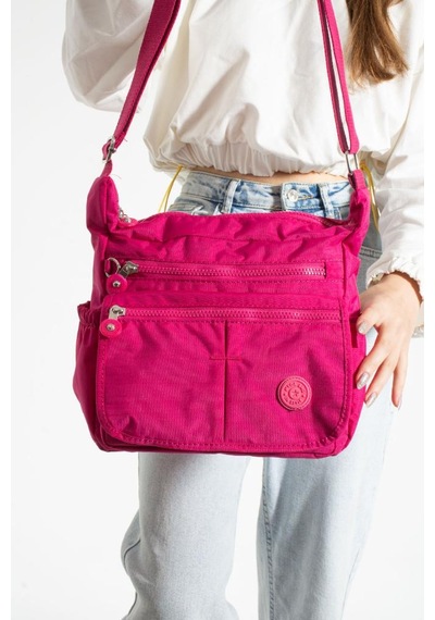 Baginn Klinkır Kadın Postacı Çanta Çok Cepli Kapaklı Model 30 20 Cm Su İtici Çapraz Askılı Postacı Çanta Pembe
