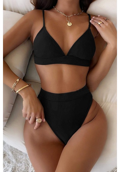 Angelsin Yüksek Bel Siyah Bikini Altı 001