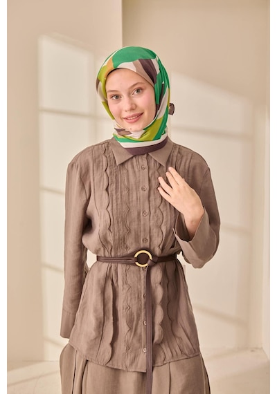 Silk Home Aura Eşarp 140001-03 Acı Kahve, Vizon, Yeşil, Hardal, Fıstık Yeşili