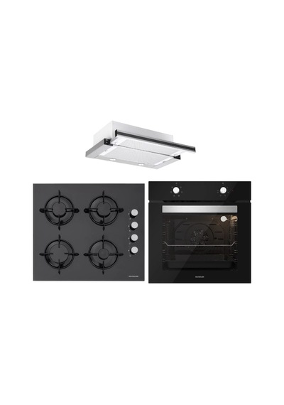 Silverline BO6501B01 - CS5349B01 - 1140 Crystal Line 60 Siyah Ankastre Set