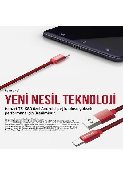 Tsmart Type C Şarj Data Kablosu