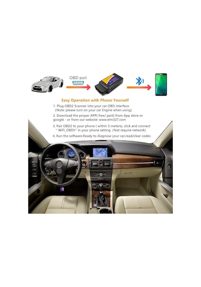 Onlinevitrin Elm327 Obd2 Kablosuz Bluetooth Araç Oto Arıza Tespit Cihazı