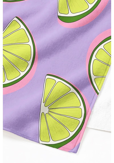 Limon Dilimi Tropikal Mor Plaj Havlusu-modern Yaz Temalı Yeşil Pembe Hızlı Kuruyan Mikrofiber Havlu Puslu Kanyon