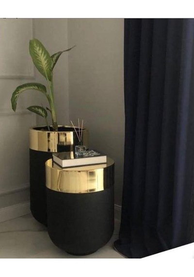 Dekoratif Gold Büyük Saksı, Darbuka Saksı 70 Cm