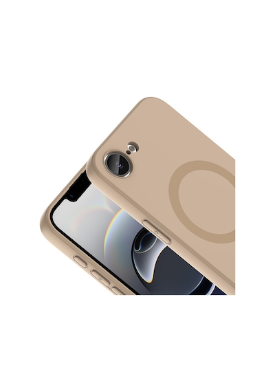 Apple iPhone Uyumlu 16e Kılıf M-safe Şarj Özellikli Zore Aris Silikon Kapak - Krem