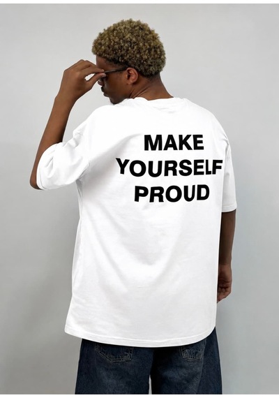 Zaee Make Yourself Proud Oversize Tişört Beyaz