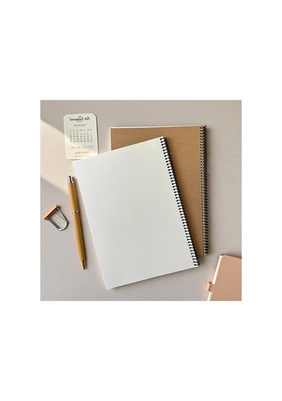 A4 Boyut Çizgisiz Not Defteri, 60 Yaprak, Kahverengi Kapak Açık Gri