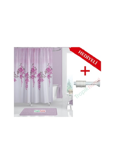 Fuşya Boru Hediyeli Banyo Perdesi Fuşya