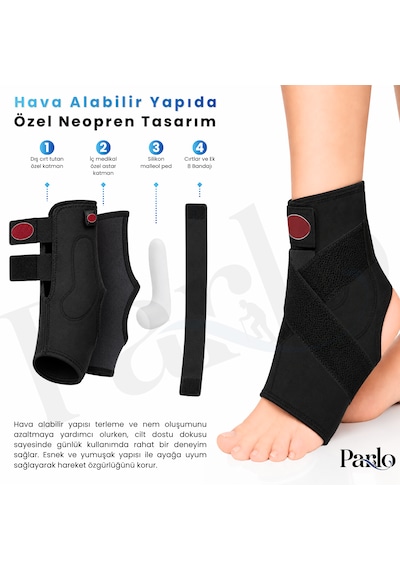 Malleol Destekli Ayak Bilekliği Çiftli Paket 2 Adet Ek 8 Bandajlı Neopren Ayak Bileği Desteği
