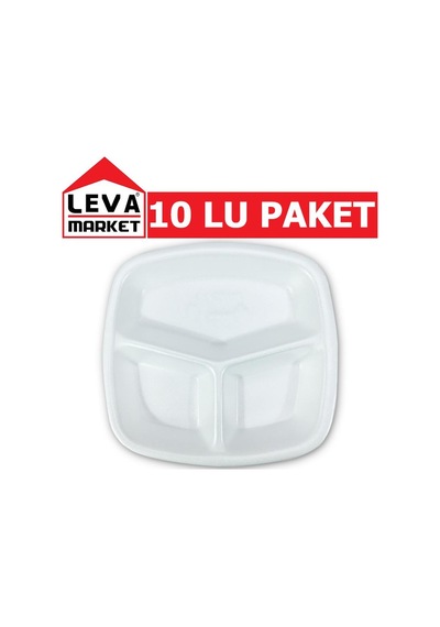 Leva Köpük Tabak 3 Bölmeli 10'lu