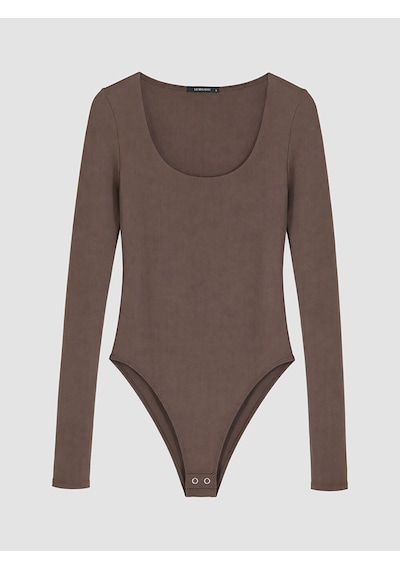 Lcw Vision Kahverengi U Yaka Kadın Bodysuit