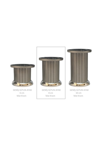Plastik 8 Cm Geniş Sütun Ayak, Mat Krom Mat Krom