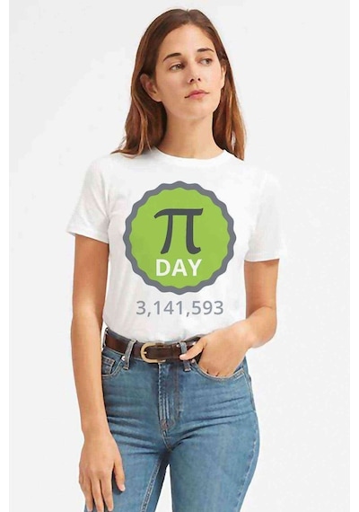 Pi Day Green Baskılı Beyaz Kadın Tshirt