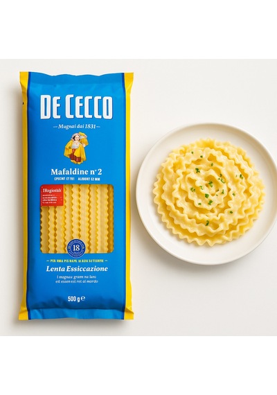 De Cecco Mafaldine 500 G İtalyan Makarna, Dalgalı Şerit Form Sos Tutucu