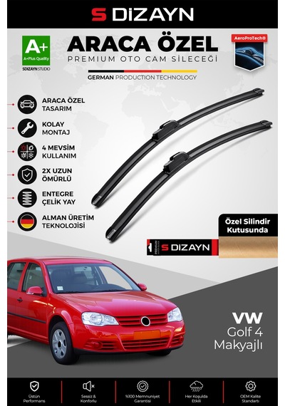 S-dizayn Vw Golf 4 Makyajlı Ön Cam Silecek Seti 2002-2004 Premium Araca Özel 53-48 Cm A+ Kalite