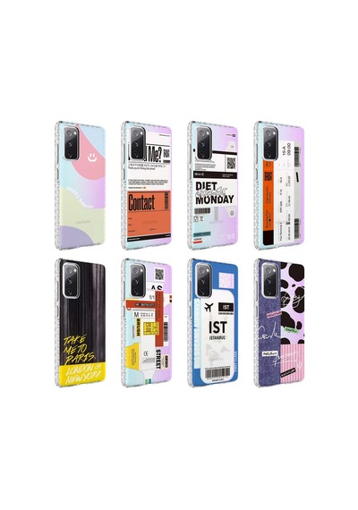 Galaxy S20 Fe Kılıf Airbag Kenarlı Renkli Desenli Silikon Zore Elegans Kapak NO6