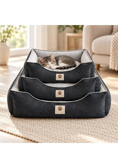 Kedi Köpek Yatağı Luna Premium Yatak Antrasit Xl 95 69 26 Cm