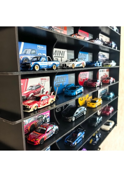 Pleksi Kapaklı 1:64 Ölçek Kutulu Sergileme , Oyuncak Araba Rafı, Akrilik Kapak Kutu Araba Diecast Vitrini Siyah