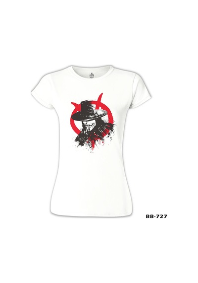V For Vendetta - Rebel Beyaz Kadın Tshirt 001