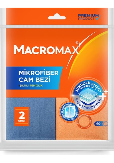 Macromax Mikrofiber Cam Bezi 2'li 2 Adet Renkli