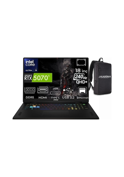 MSI Vector 18 Hx Aı Ultra 9-275HX A2xwhg-663xtr-15 96 GB 4 TB RTX5070tı 12 GB Dos Dizüstü Bilgisayar