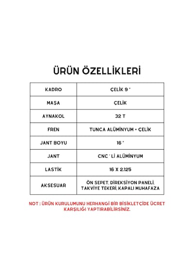 Beemer 16 Jant New Design 4 - 7 Yaş Çocuk Bisikleti 2024 Model Kırmızı
