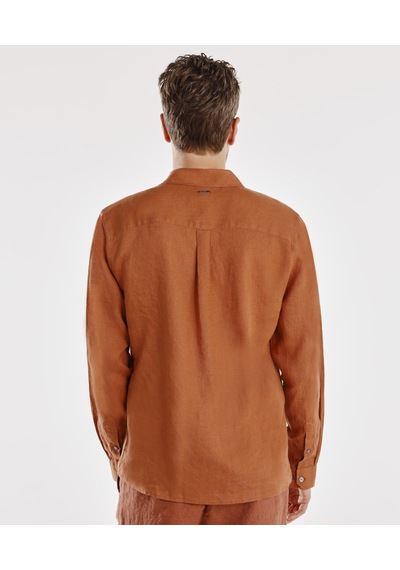 Yargıcı Regular Fit Keten Gömlek 25yegm6001x 057 Kahverengi