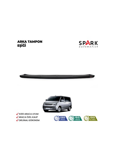 Volkswagen Transporter T5 2003-2009 Yıl Aralığı Uyumlu Arka Tampon Eşiği Parlak Siyah