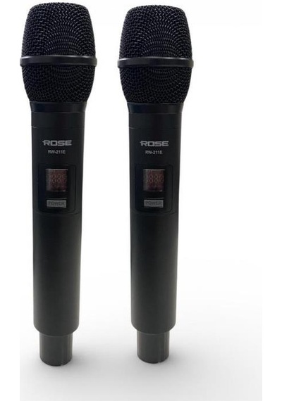 Rose Rw-211-ee Uhf Kablosuz Telsiz Çift El Mikrofon 2x100 Kanal