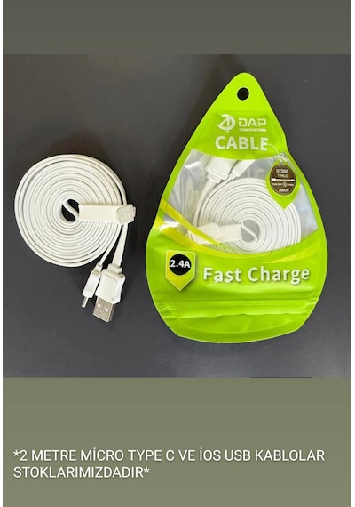 Dap Kablo 2 Metre 2.4a Hızlı Şarj Type-c To Usb 2m