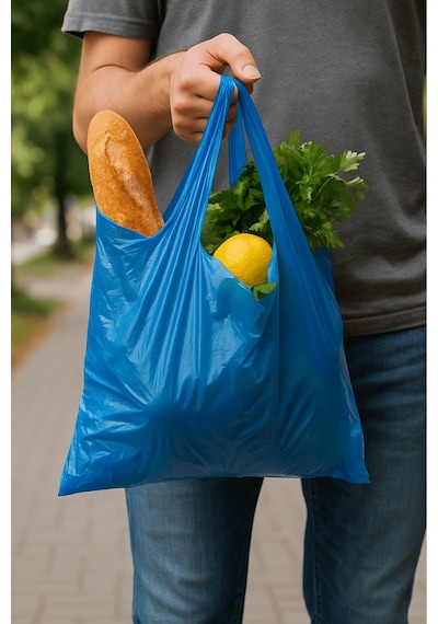 Mavi Atlet Poşet Market Bakkal Manav Mağaza Alışveriş Taşıma Torbası 43x90 Cm 50 Adet