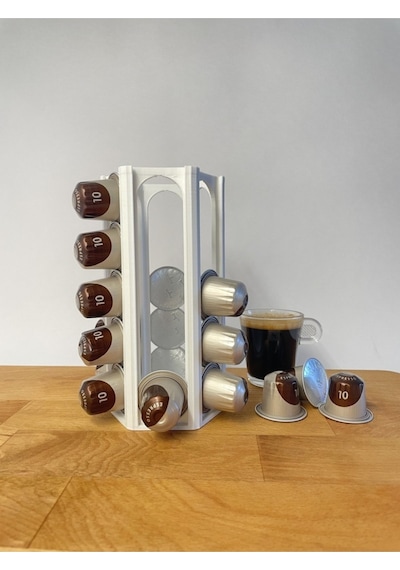 Nespresso Uyumlu Kapsül Kahve Tutucu Stand - 30 Kapsül - Beyaz