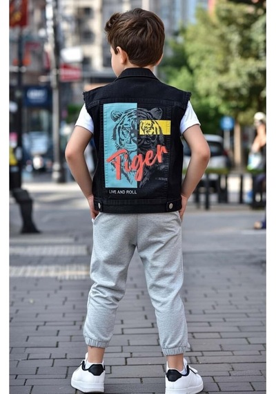 Riccotarz Erkek Çocuk Digital Kaplan Baskılı T-shirt Sırt Baskılı Sıfır Siyah Jean Ceket Alt Üst Takım Siyah Riccotarz Erkek Çocuk Digital Kaplan Baskılı T-shirt Sırt Baskılı Sıfır Siyah Jean Ceket Alt Üst Takım Siyah