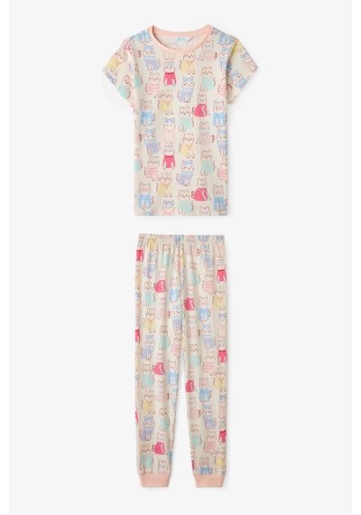 Penti  Ekru Kız Çocuk Fast Cat Pamuklu 2'li Pijama Takımı