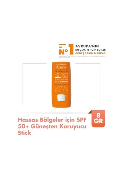 Eau Thermale Avene Stick Güneş Kremi Spf 50+ Hassas Bölgeler İçin Yüksek Koruma Sağlayan Güneş Koruyucu 8 Gr