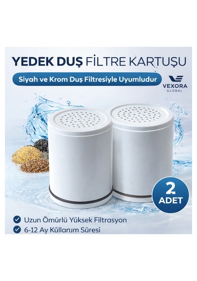 20 Aşamalı Duş Filtre Kartuşları 2 Adet Beyaz