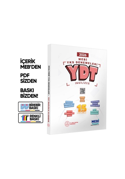 2026 Mebi Yks-ydt 15li Deneme Kitabı Video Çözümlü Renkli Baskı Ücreti