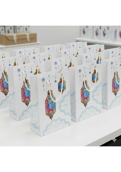 Ramazan Temalı Hediyelik Karton Çanta 26x40x8 Cm İftar Ve Dağıtım İçin