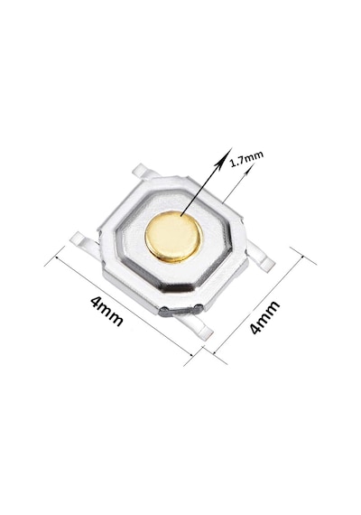 Koodmax-Metal Push Button 4X4 1.7Mm Buton Bakır Kafalı 4 Bacaklı 10/25/50 10 Adet