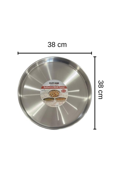 Üçlü Paslanmaz Çelik Fırın Tepsisi Yuvarlak, 3'lü Baklava Ve Börek İçin Dayanıklı Set Üçlü Set Gümüş