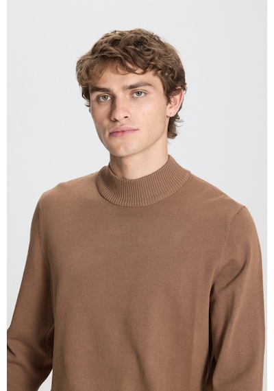 AC&Co / Altınyıldız Classics Erkek Vızon Standart Fit Normal Kesim Yarım Balıkçı Yaka Triko  Kazak Vizon