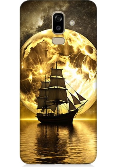 Samsung Galaxy J8 Uyumlu Ay Ve Gemi Desenli Silikon Kılıf