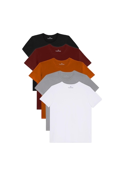 Tudors Unisex 5'li Paket Siyah-beyaz-bordo-tarçın-gri Slim Fit Dar Kesim %100 Pamuk Bisiklet Yaka Tişört-36963 Multi Tudors Unisex 5'li Paket Siyah-beyaz-bordo-tarçın-gri Slim Fit Dar Kesim %100 Pamuk Bisiklet Yaka Tişört-36963 Multi