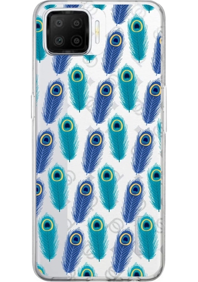 Oppo A73 İle Uyumlu 1mm Slim Fit Nazar Boncuğu 4 Baskılı Şeffaf Kılıf Şeffaf