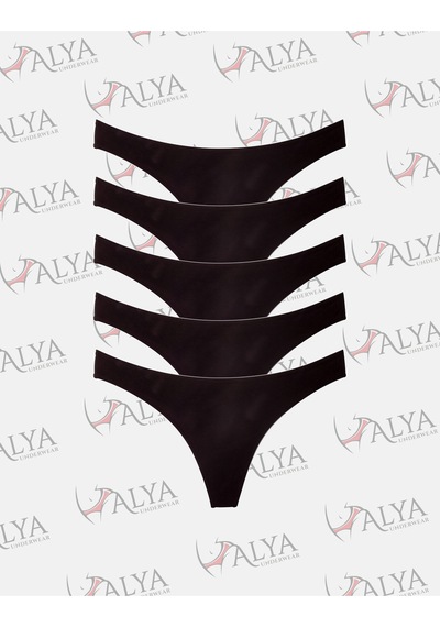 Alya Underwear Kadın Külot Pamuklu String - 5 Adet Siyah Tanga S, M, L, Xl Siyah