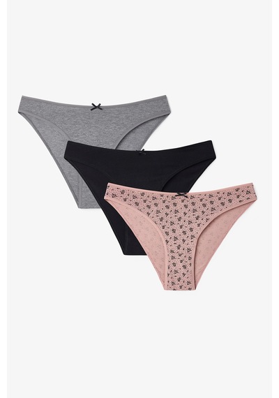 Penti Renkli Black Flower 3'lü Pamuklu Slip Külot