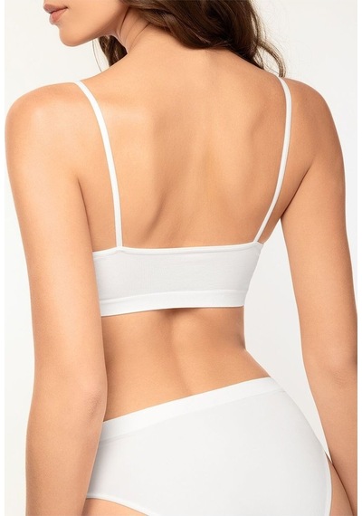 Mistirik Pisun Model Ince Askılı Pedli Spor Büstiyer Beyaz Renk Beyaz