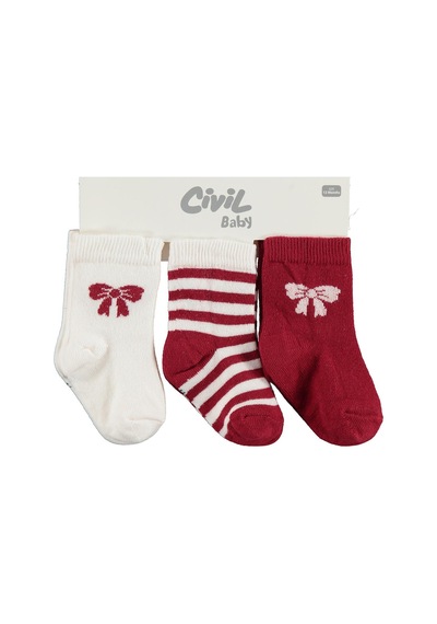 Civil Baby Kurdale 3'lü 6-18 Ay Bebek Kız Çorap Set Standart