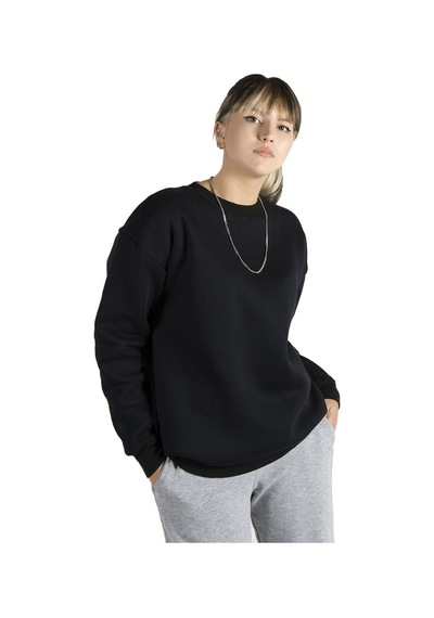 Kadın Siyah Oversize Üç Iplik Şardonlu Bisiklet Yaka Sweatshirt 22k-5200177-5 Siyah